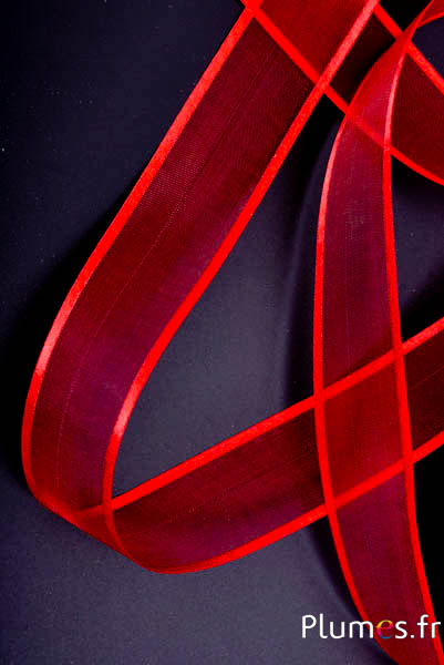 Organza lint met metaaldraad - breedte 4 cm - rood